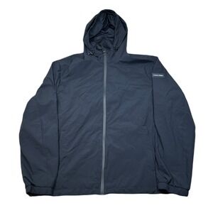 Calvin Klein Windbreaker‎ Jacket Mens XL Black Lightweight Hooded Full Zip